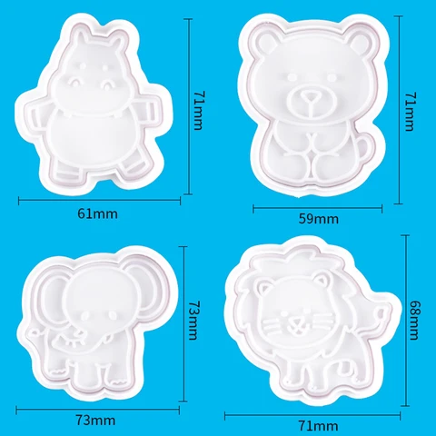 Пластиковая форма для печенья в виде животных