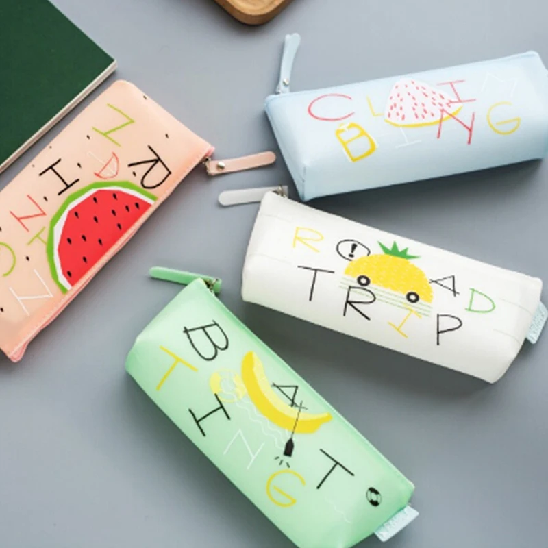 Милый силиконовый чехол-карандаш для школы Kawaii креативный фруктовый пенал