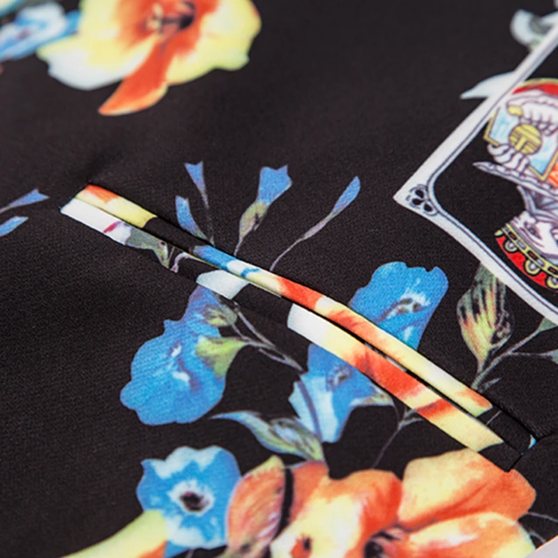 

AELESEEN Colorful Flower Women Pant Suits Blazer Jacket Pencil Pant 2 Piece Set Office Ladies Casual Suits Combinaison Femme