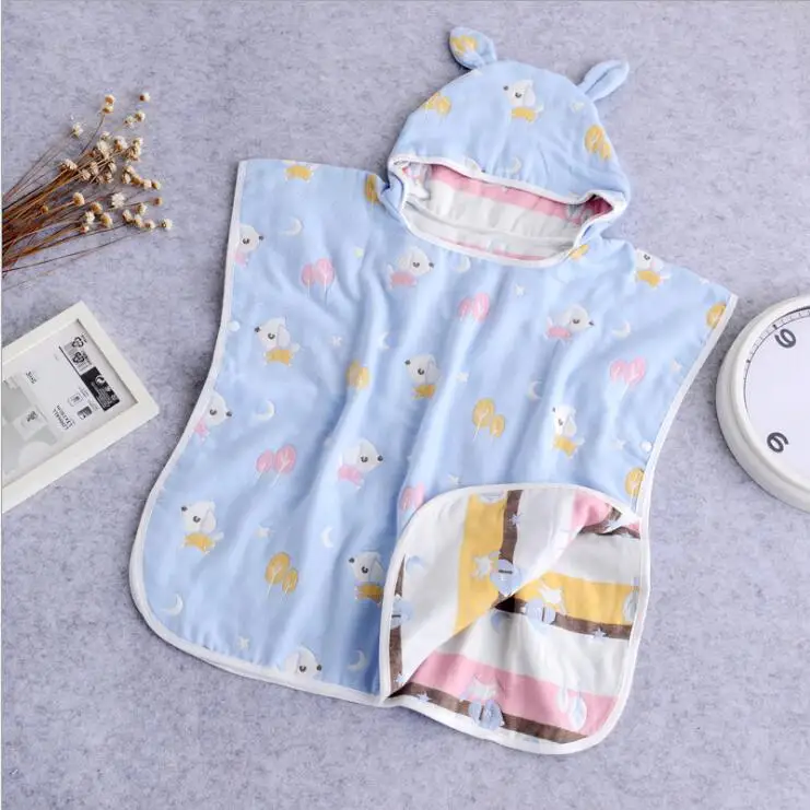As the photo Gazue/ хлопок, мягкое детское полотенце с капюшоном, 65*60 см, детская накидка с капюшоном, одеяло с капюшоном для детей 2-7 лет, детское банное полотенце, 6 слоев муслина - Цвет: As the photo