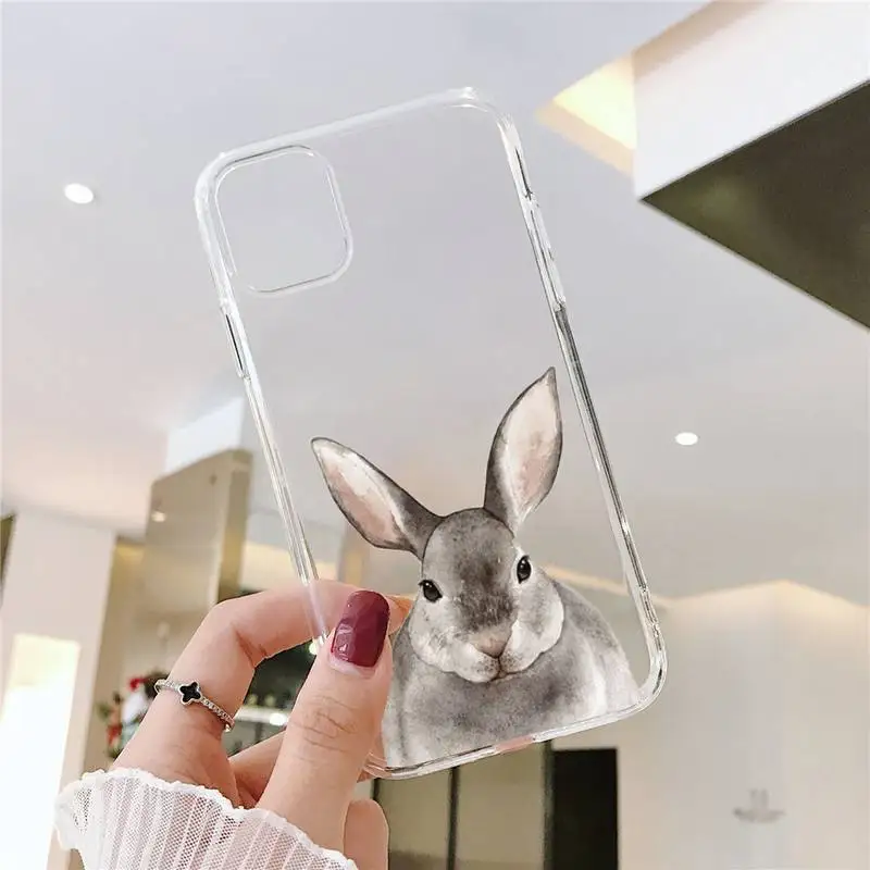 

Cute animal rabbit Phone Cases Transparent soft For iphone 5 5s 5c se 6 6s 7 8 11 12 plus mini x xs xr pro max