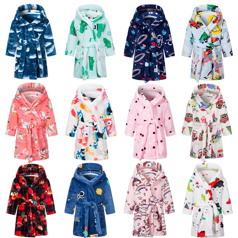 

Christmas Boys Girls Keep Warm Terry Robe Kids Kigurumi Astronaut Home Sleepwear Dinosaur Unicorn Winter Bathrobe for Children