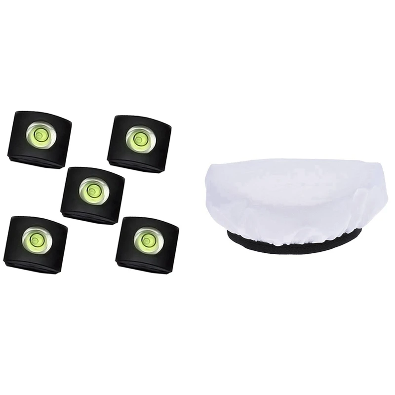 

4 Pcs Camera Level Flashlight Bubble Hot Shoe Cover Protector & 1 Pcs Photography Light White Diffuser Cloth