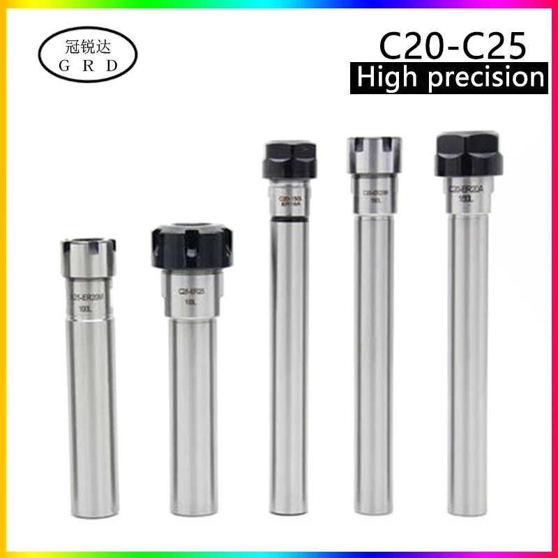 

High precision 0.005mm ER extension rod C20 C25 straight shank extension rod ER11 ER16 ER20 ER25 ER32 A UM and ER collet co-use