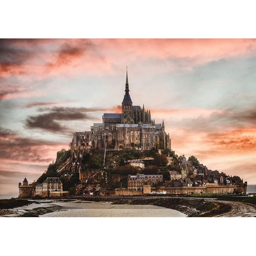 

France Castle Mont-Saint Michel, European Scenery Self Finish Artwork 5:3 Diy 5d Diamond Paintings Wall Decor
