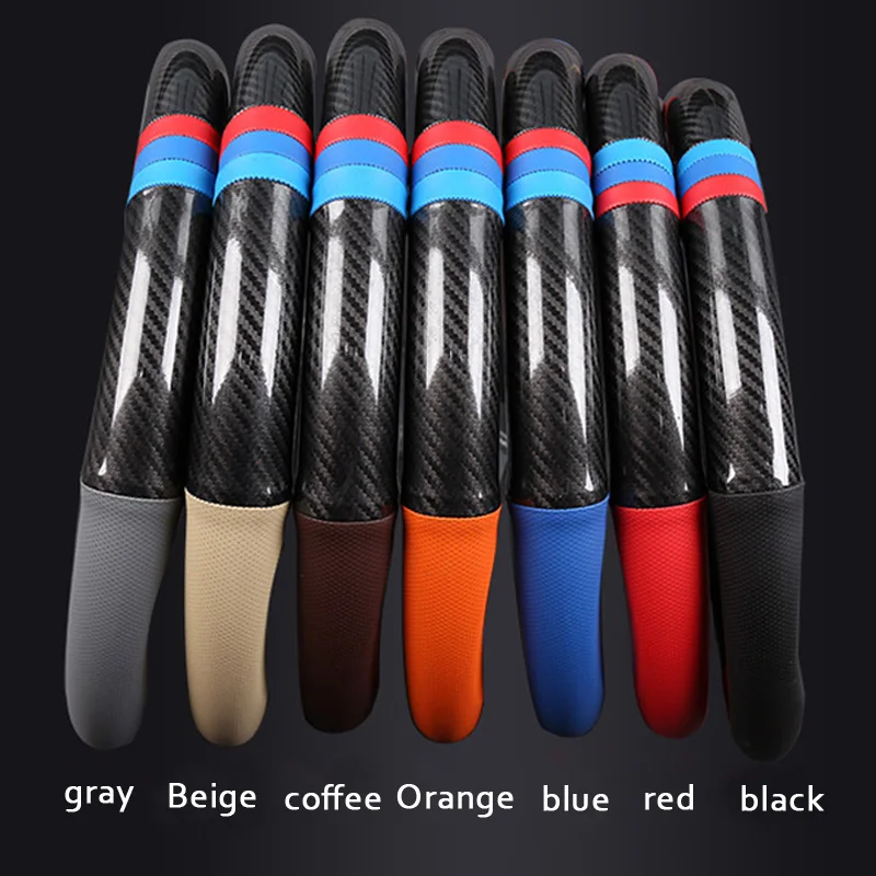 Углеродное волокно спорт натуральная кожа чехол рулевого колеса автомобиля