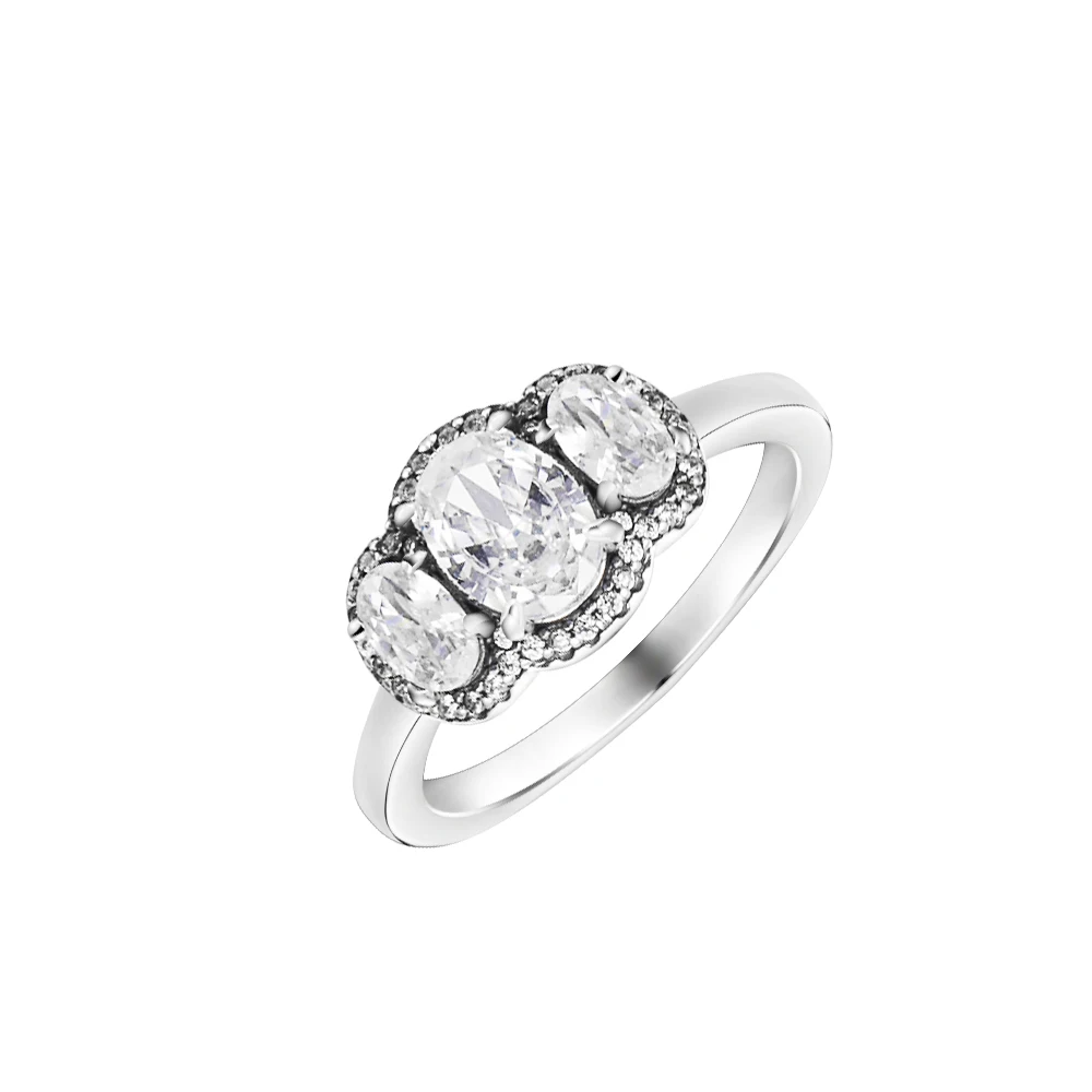

Christmas Three Stone Vintage Ring Authentic 925 Sterling Silver Jewelry Ring For Woman Silver Rings For Jewelry Making