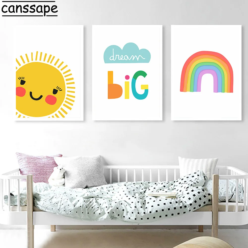 Большой постер мечты детская комната солнце радуга скандинавские настенные