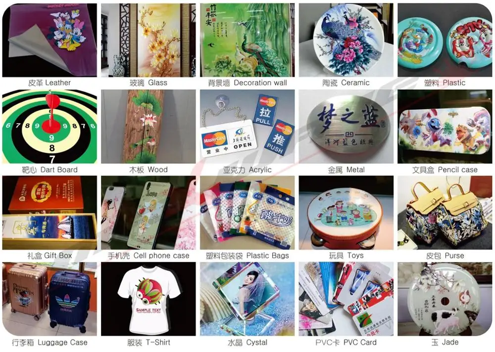 

uv inkjet printer with EPSON head uv printer glass and plastic bottle with CMYK white Varnish phone cases acrylic print machine