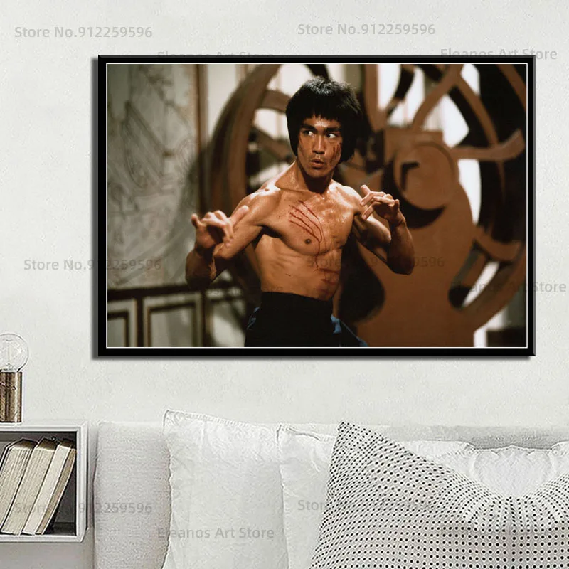 Z710 Брюс Ли фото портрет фильм звезда кунгфу настенное Искусство Холст плакат