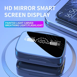 m9 18 mirror display tws bluetooth 5 0 earphones wireless headphone 9d stereo sports waterproof earbuds headsets free global shipping
