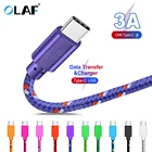 Кабель USB Type-C OLAF, кабель в нейлоновой оплетке для быстрой зарядки Samsung S10, Xiaomi, Huawei, USB-провод Type-C