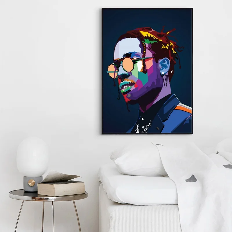 Asap Rocky WPAP поп-арт хип-хоп исполнитель музыки певица печати Плакатов Живопись на холсте Настенный декор Печать на холсте(без рамки)#1