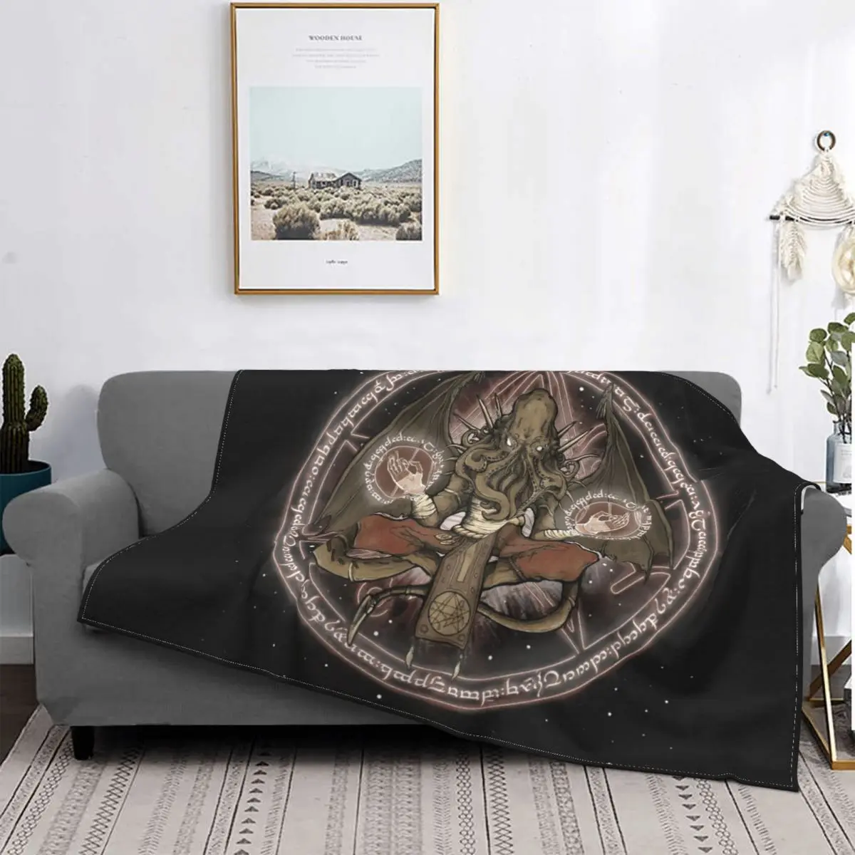 

Cthulhu-Manta de Runas de franela para invierno, mistismo oculto, multifunción, ligera, fina, para cama, colcha de coche