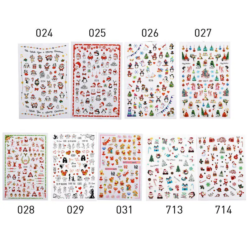 3D Christmas Snowman Elk Nail Decals Beautiful Stylish Sticker Art Accessory | Красота и здоровье