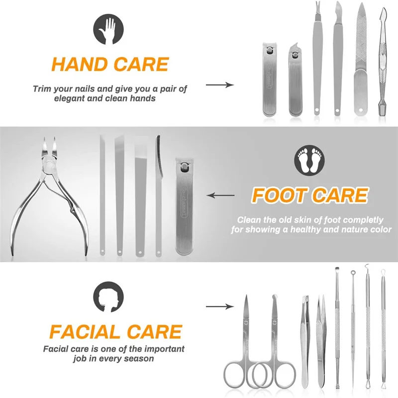 Набор для маникюра и педикюра из нержавеющей стали 21 шт. | Инструменты