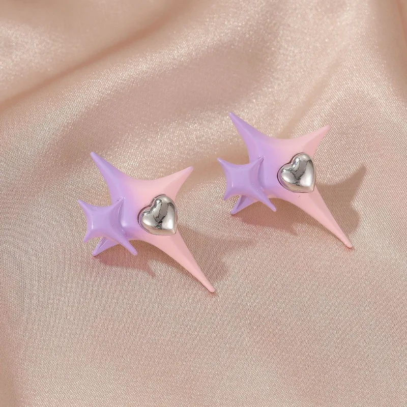 

Fashion Star Heart Gradient Color Earrings Cool Earring for Women Girl Party Charm Jewelry