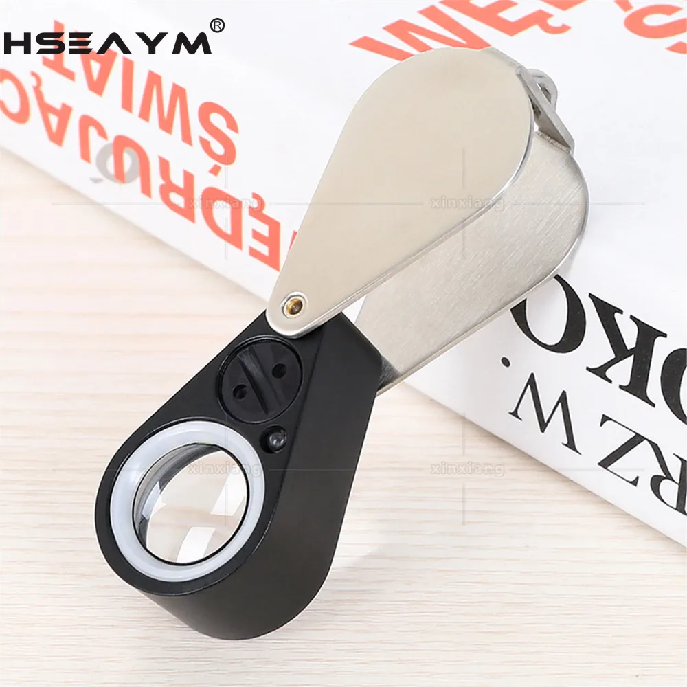 Складной 6 светодиодов УФ лупа металл все оптические 10X Ювелирные изделия