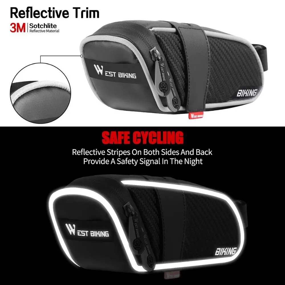 WEST BIKING MTB Road Bike Saddle Bag Waterproof Bicycle Tools Pannier Reflective Rear Seatpost Bag Basket Cycling Accessories