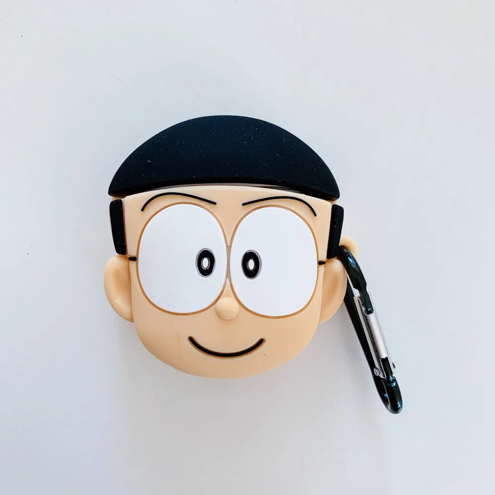 Для AirPods 1 2 Чехол для наушников милый Doraemon вишневые гранулы силиконовый чехол для AirPods гарнитура зарядная коробка чехол s с крючком - Цвет: Nobita Nobi