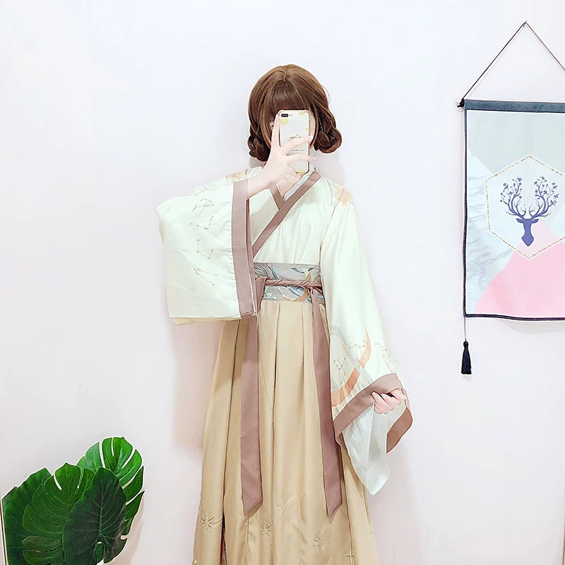 Женское платье для сценического танца блестящее с вышивкой Hanfu народное династии