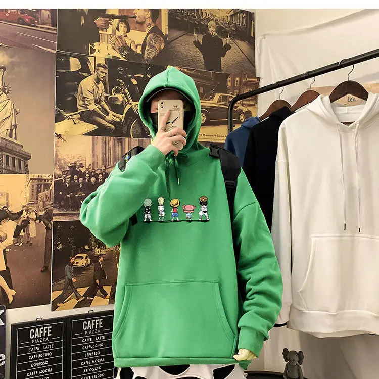 

Hooded sweater men's autumn and winter Korean fashion casual spring and autumn jacket loose Joker Tide brand plus velvet jacket
