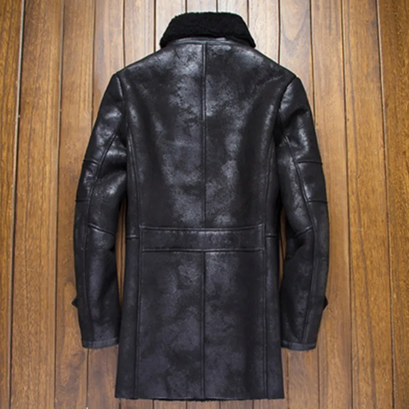 2020 натуральное меховое пальто мужское зимнее теплое из овчины Мужская шерстяная