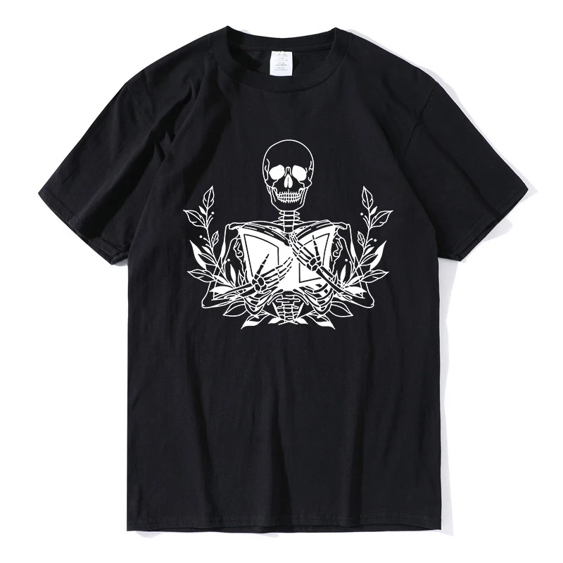 

Футболка Мужская/женская с принтом скелета и графики, 100% хлопок