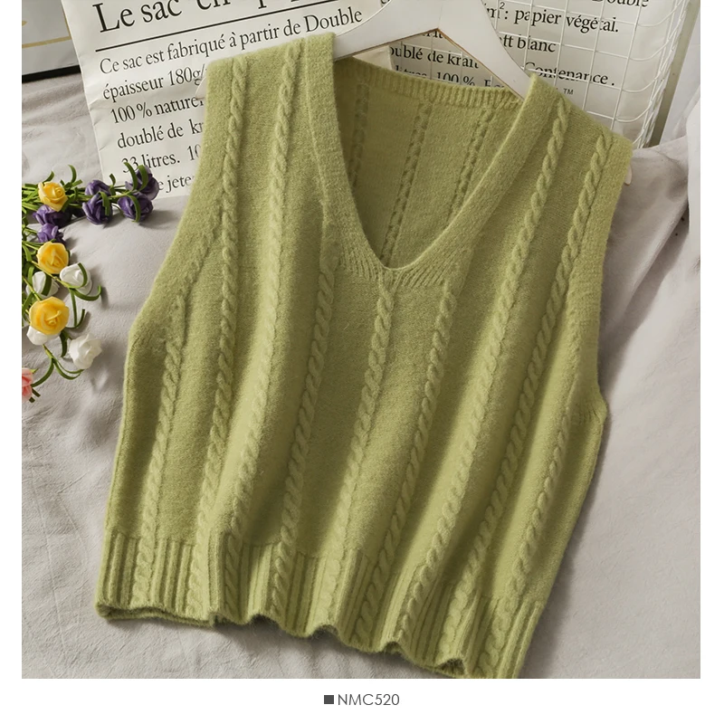 

Pearl Diary Spring Autumn Women Sweaters Knitting V Neck Sleeveless Cropped Sweater Vest Casual England Style Vintage Warm Vest