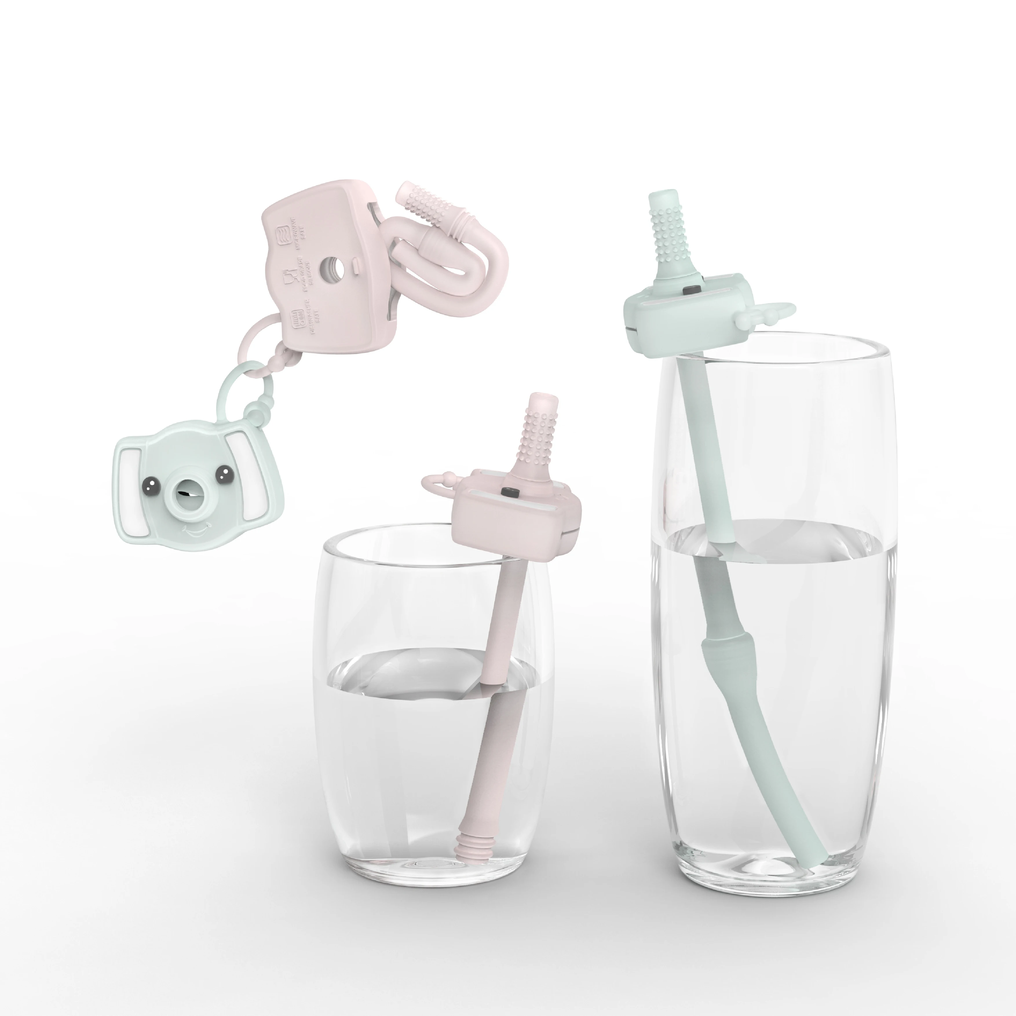 

LOFCA Elephant Reusable Teething Straw Silicone Food Grade Folding Silicon Straws And Case Set Drinking Cartoon Baby Straws