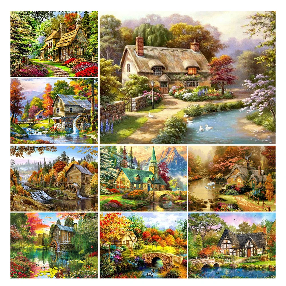 Алмазная 5d-картина LZAIQIZG картина с лакевидным домом полноразмерная/круглая