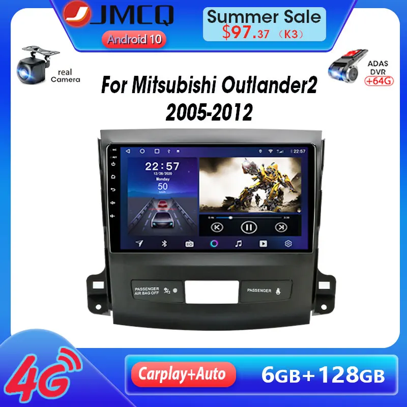 Автомобильный радиоприемник JMCQ Android 10 для Mitsubishi Outlander Xl 2 CW0W 2005 2012 мультимедийный