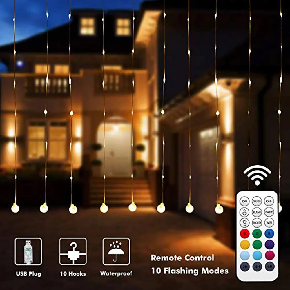 LEDGLE Радужная занавеска Light s хрустальный шар оконная гирлянда с таймером гибкий