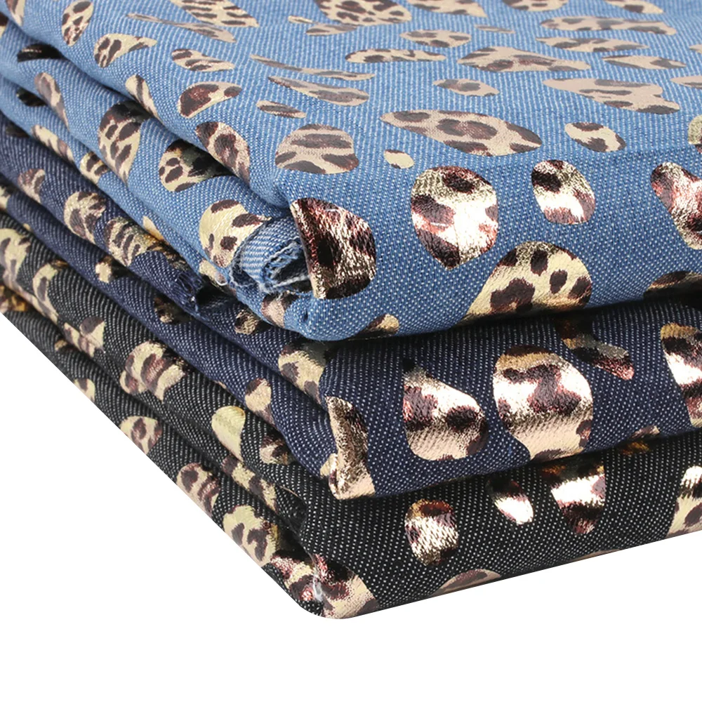 

Denim Fabric By Half The Meter Leopard Printed Cloth Sheets Jeans Dress Making Sewing Materials DIY Crafts Supplies 50*150cm 1pc