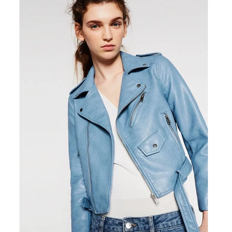 Женская куртка из искусственной кожи винтажная мотоциклетная в стиле ретро