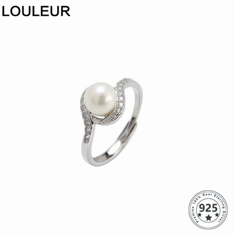 Женское регулируемое кольцо из серебра 925 пробы с жемчугом|Кольца| |