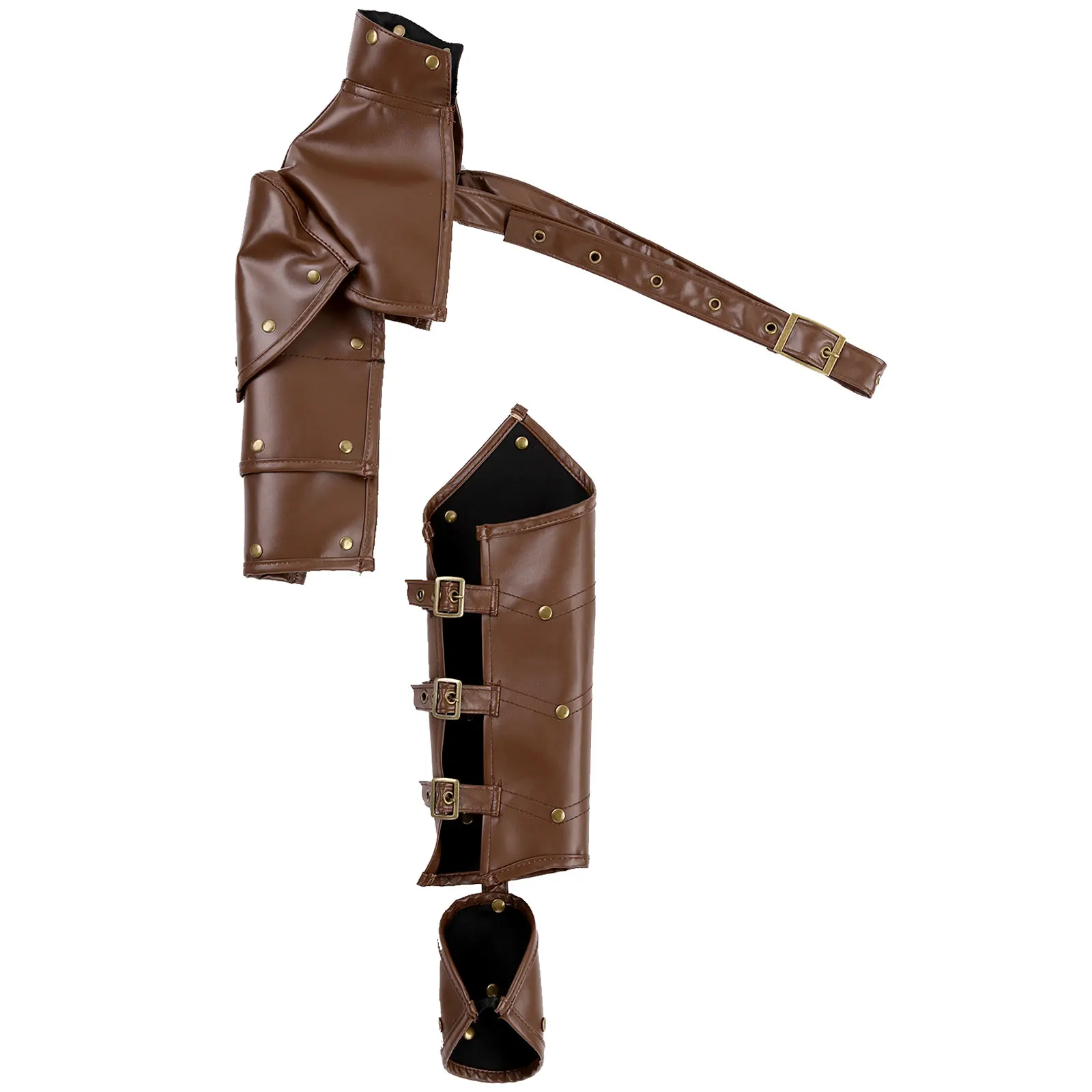 

Steampunk Knight Armors Costumes Halloween Cosplay Rivets Shoulder Armor with Gauntlet Adjustable PU Leather Muscle Harness Belt