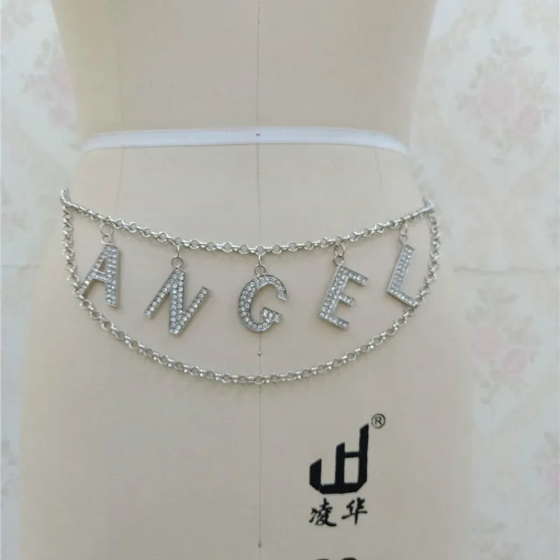 Women Crystal Letter Angel Belly Chains Bohemia Beach Belt Chain Female Charm Waist Clothing Accessories Cahin Body Verano Mujer |