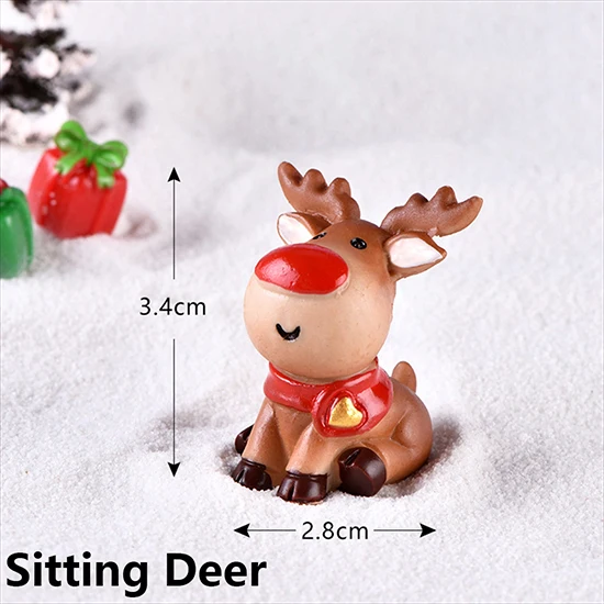 Sitting Deer 1 шт. подарок микро бонсай для пейзажа Сказочный Сад домашний Декор Фигурка снеговика Мини Санта Клаус рождественские украшения аксессуары - Цвет: Sitting Deer