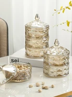 multilayer glass jewelry storage jar elegant transparent sugar coffee can crystal container household organizer glass container