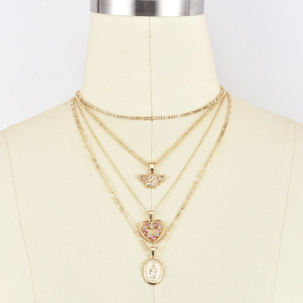 Колье для женщин с сердцем и кристаллом Роза кружевной воротник ключицей