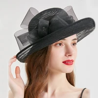 fedoras church hats for women elegant royal wedding woman hat fascinators women black straw bow bowler prom church party tea cap