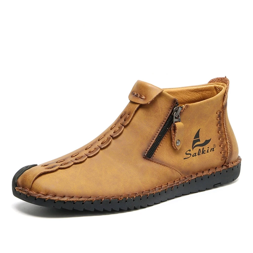 Satılık Marka El Dikiş Deri Ayakkabı Erkekler Sneakers Casual Loafer'lar üzerinde Kayma Erkekler Zip Yumuşak Deri Erkek Ayakkabısı Sıcak Satış Zapatillas Hombre