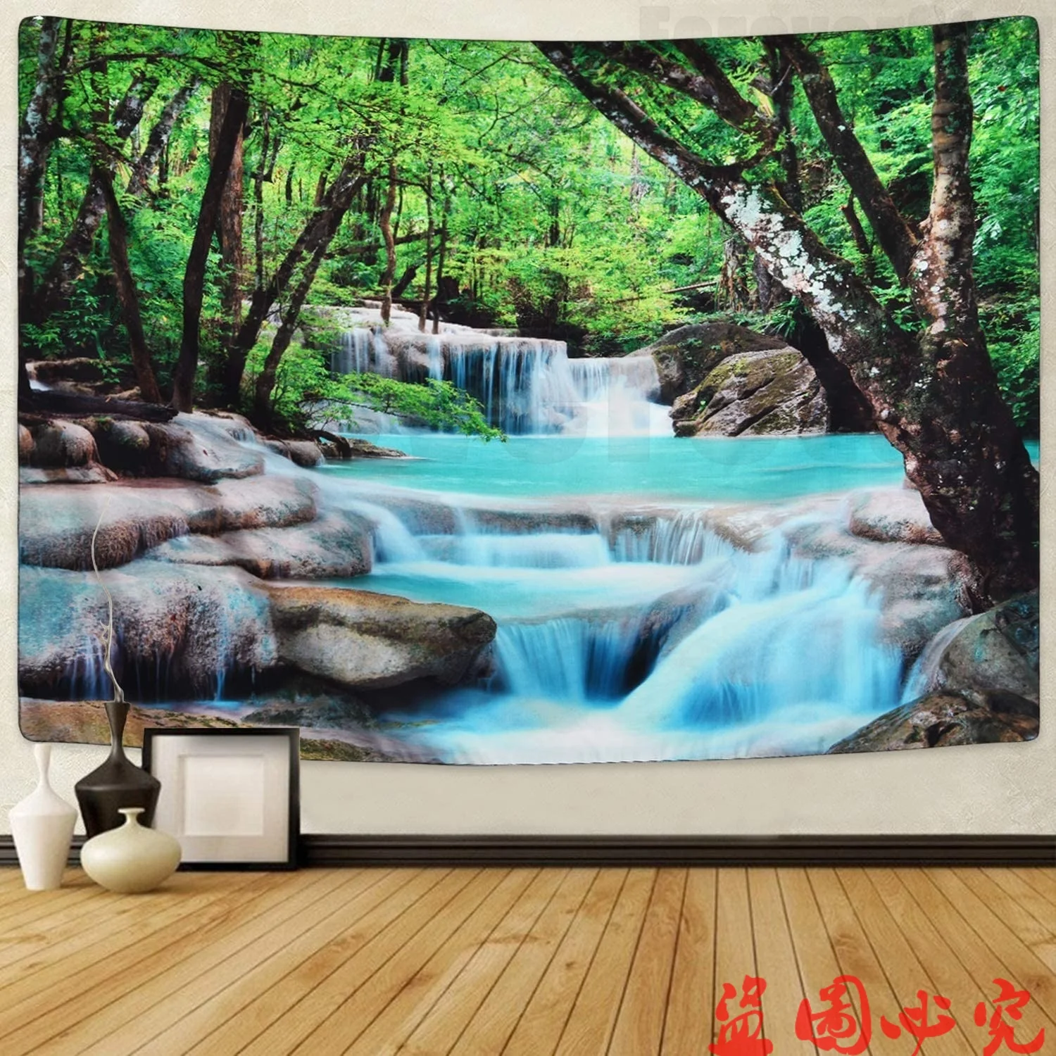 

NEW Tree Tapestry Waterfall Tapestry Forest Tapestry Wall Hanging, Nature Tapestries Stone River Tapestry for Room