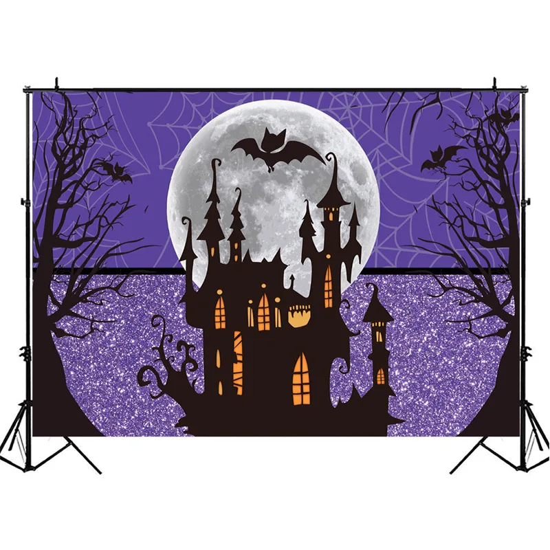 Mocsicka Halloween Backdrop Forest Old Trees Horror Castle Photo Background Bat Spider Web Kids Children Night Party Backdrops |