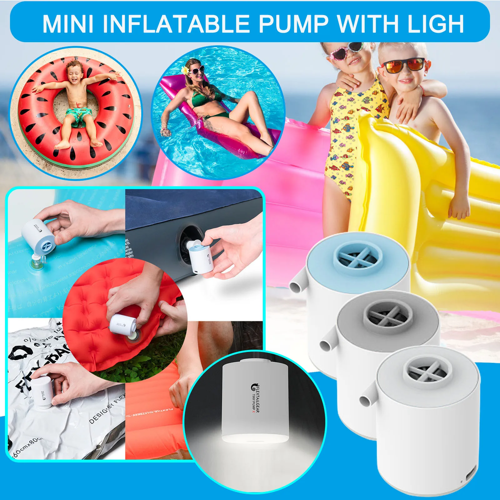 

Outdoor Air Pump Dual-purpose Camp Lighting Multifunctional Electric Pump pool accessories colchoneta piscina