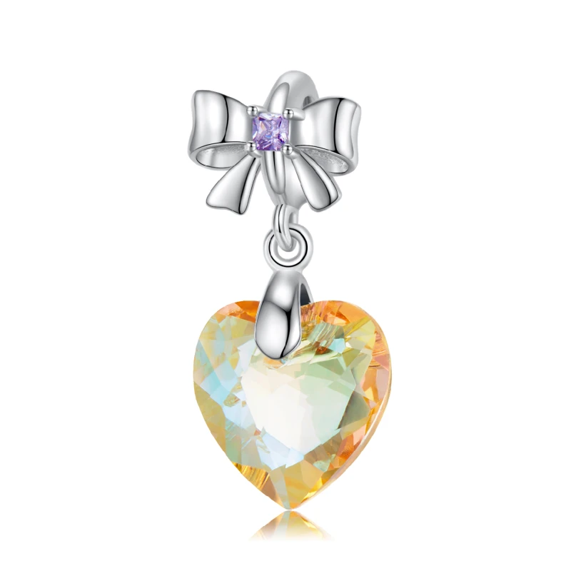 

Sunset Golden Light Crystal Fashion Neckalce Jewelry Making 925 Sterling Silver Bowknot Pendant Designer Charms Bracelet DIY