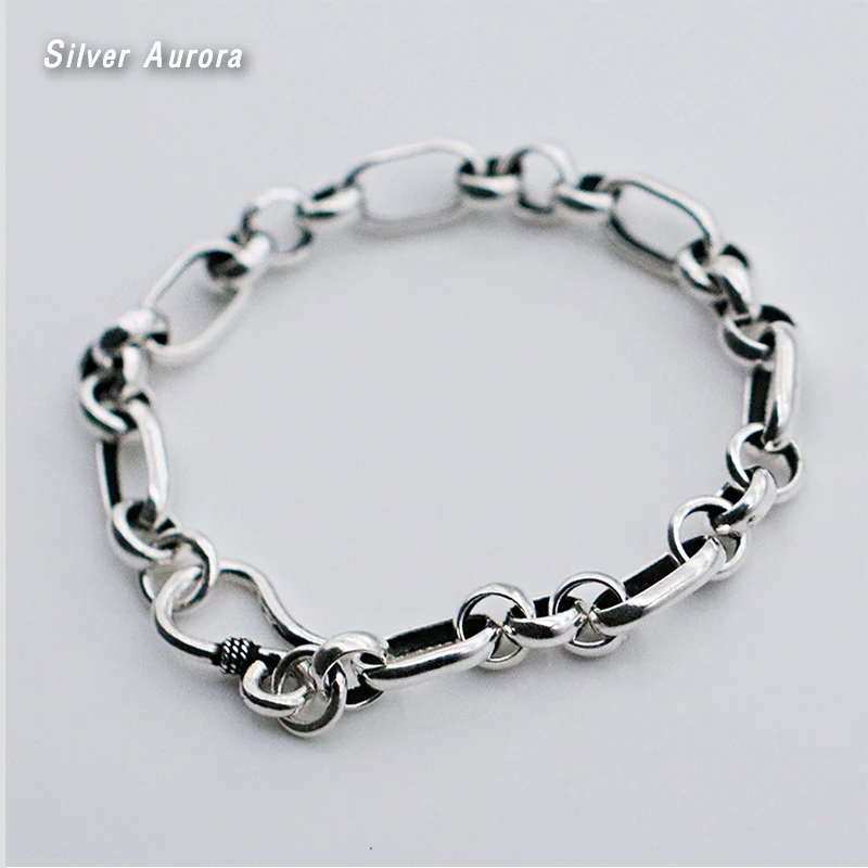 Браслет из стерлингового серебра S925 пробы круговая цепочка Модный женский