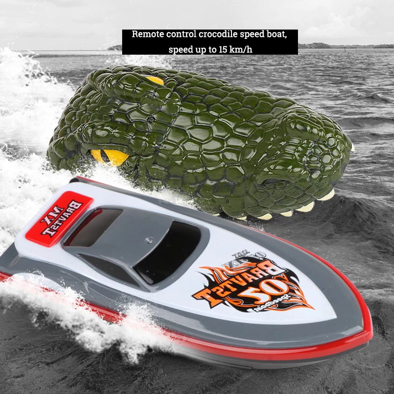 

2,4 г Радиоуправляемый 2in1 под крокодиловую кожу на скоростном катере гребная 3,7 V Ёмкость Батарея двойной мотор RC лодка 15 км в час игрушки для ...