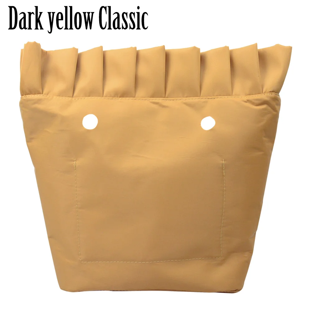 dark yellow classic Huntfun новая гофрированная плиссированная Ткань водонепроницаемая внутренняя подкладка вставка карман на молнии для классического мини Obag внутренний карман для O сумки - Цвет: dark yellow classic
